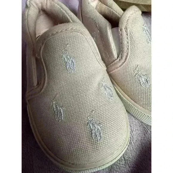 POLO RALPH LAUREN KIDS BAL HARBOUR REPEAT SLIP-ON LIGHT PINK / WHITE Size 5 - Picture 8 of 8